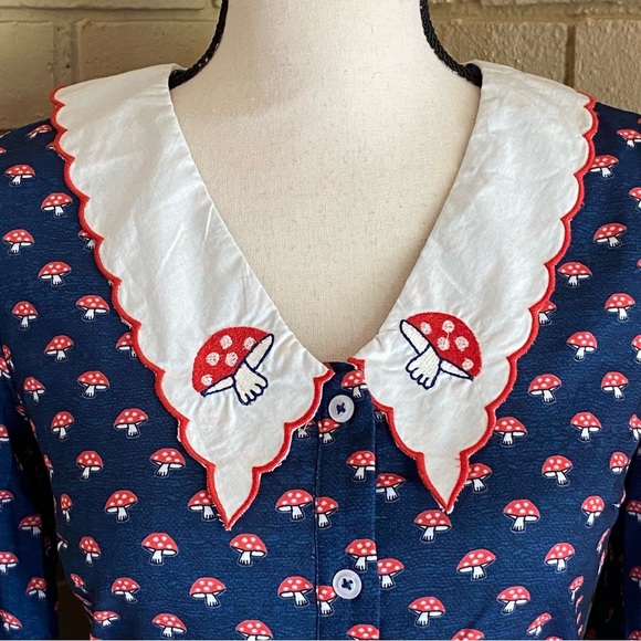 Timeless London Retro Mushroom Shirtwaist Tradcore Rockabilly Dress Embroidery 4 - Picture 2 of 11